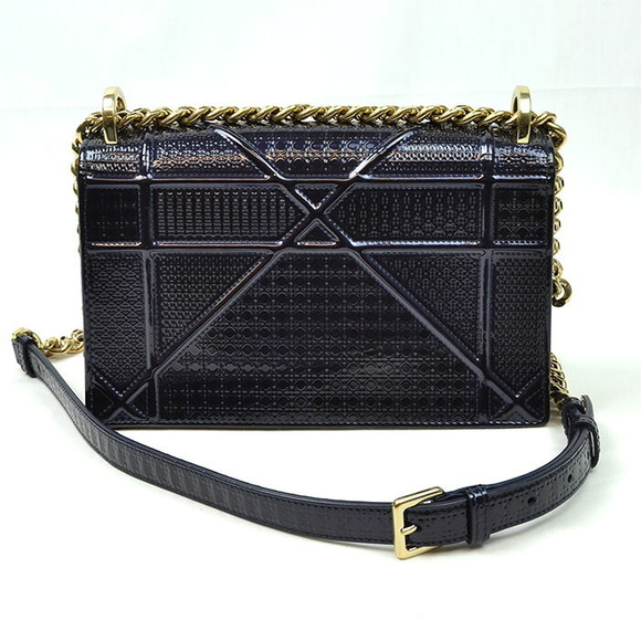 Dior ama Shoulder  Chain Calfskin Christian Metallic Bag Blue Dark - Picture 1 of 15